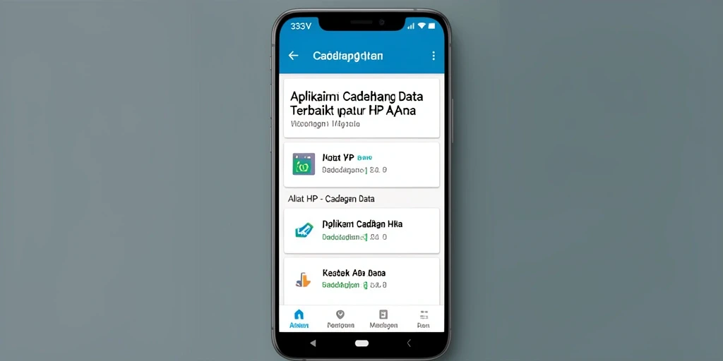 Antarmuka aplikasi cadangan data 333V yang sederhana dan efektif.