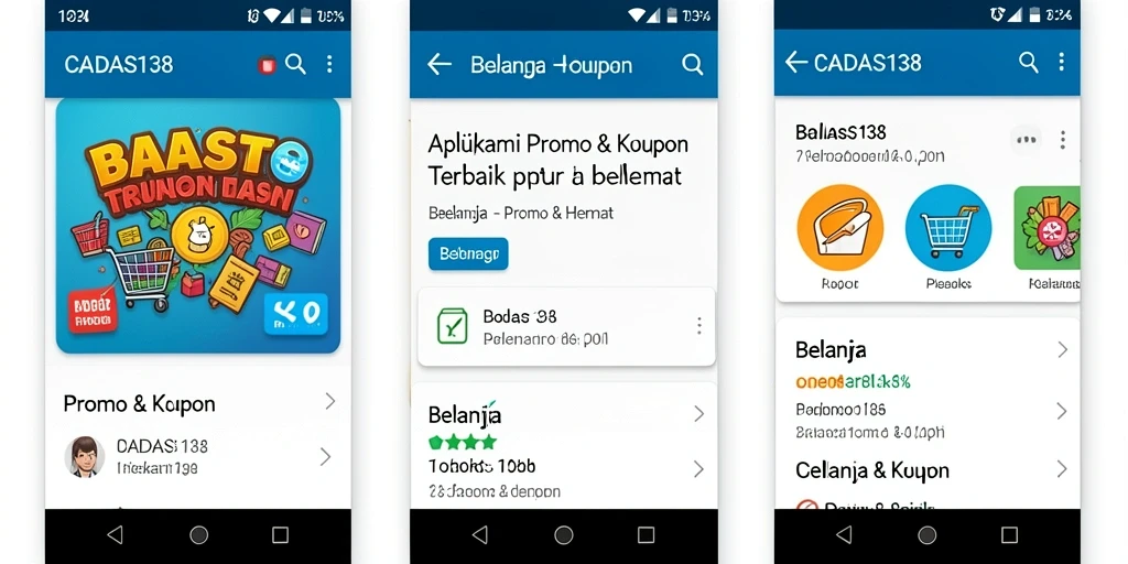 Antarmuka aplikasi CADAS138 dengan berbagai pilihan kupon dan promo.