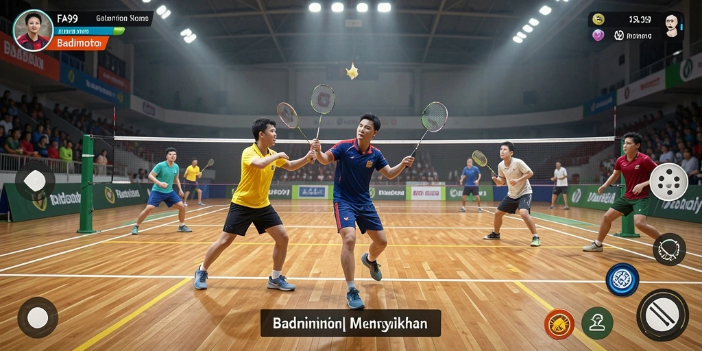 Antarmuka menarik dan fungsional dari FA99 dengan elemen badminton.
