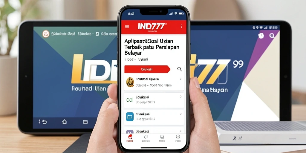 Tampilan antarmuka aplikasi Soal Ujian IND777 yang menarik dan fungsional.