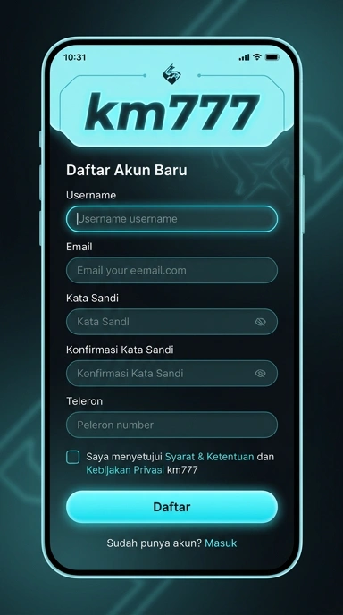 Tampilan halaman daftar km777